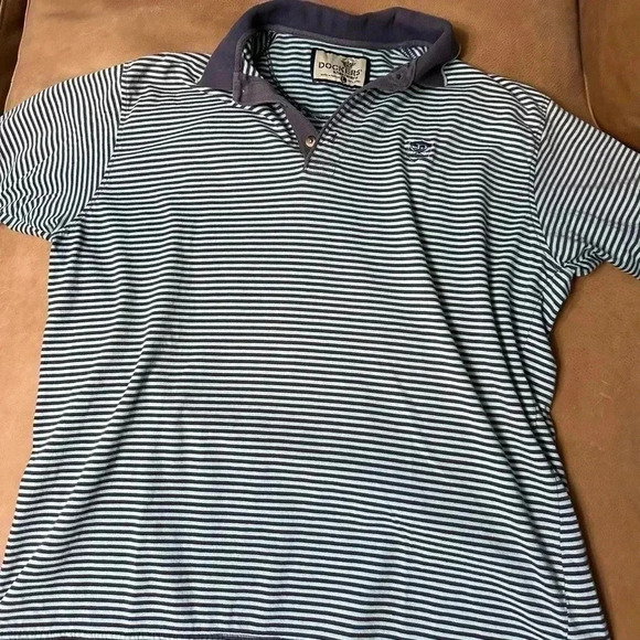 Vintage Men’s Striped Dockers Khakiware Striped Polo W/ Logo Size Large - Picture 2 of 6